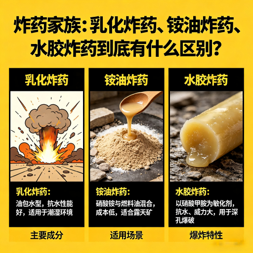 苍梧炸药家族：乳化炸药、铵油炸药、水胶炸药到底有什么区别？